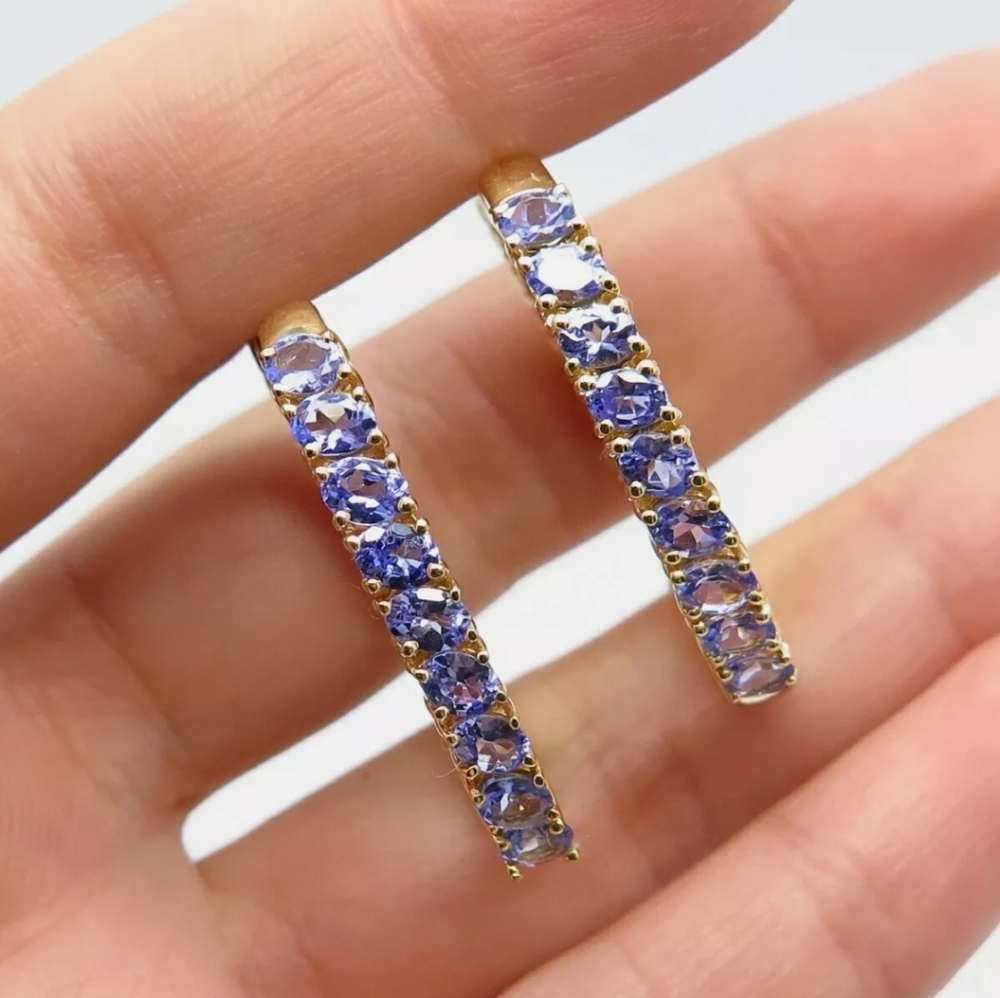 Genuine Tanzanite Hoop Earrings